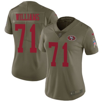 San Francisco 49ers #71 Trent Williams Olive Women's Stitched NFL Limited 2017 Salute to Service Jersey